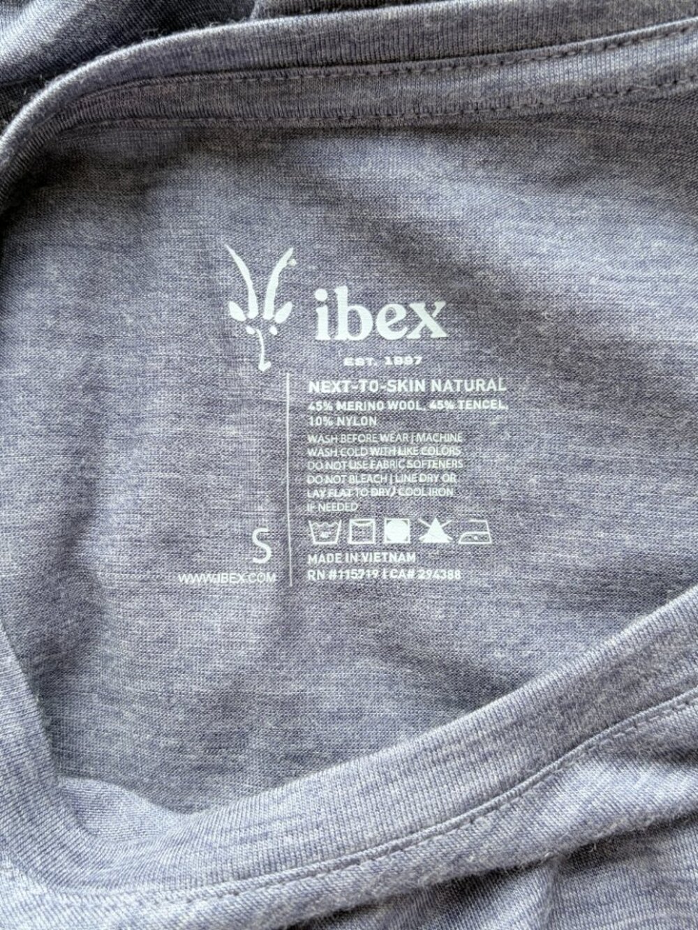 ibex Long Sleeve Crew Next To Skin Merino Wool Base Layer Blue Women Size S - Picture 9 of 10